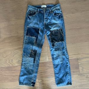 Free people patchwork jeans 26